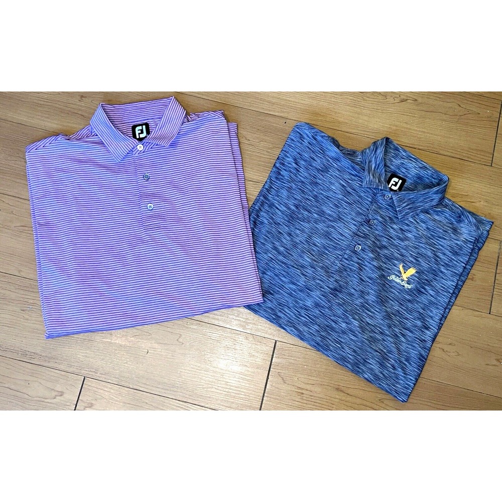 Lot Of 2 FJ Mens Sz XL Purple & Gray  1/4 Button Down Collared Golf Polo Shirt‎